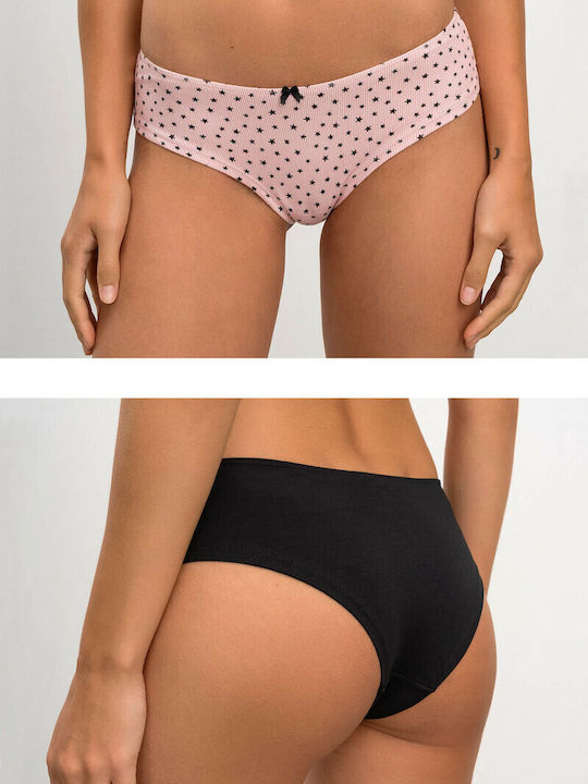 Cheeky Βαμβακερά Γυναικεία Slip 2Pack Black/Pink