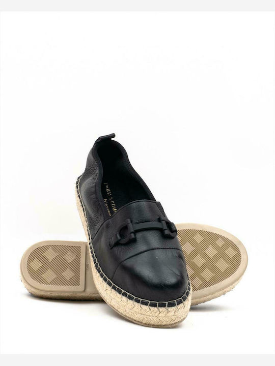 Women's Leather Espadrilles Black