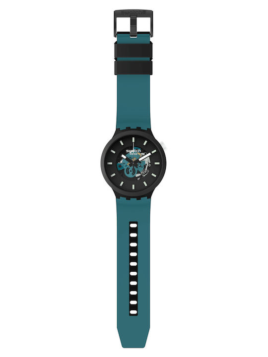 Swatch Night Trip Ανδρικό Ρολόι 47mm Μπαταρίας με Μπλε Κεραμικό Μπρασελέ