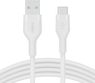 Belkin Flex USB 2.0 Cable USB-C male - USB-A male Λευκό 2m (CAB008bt2MWH)