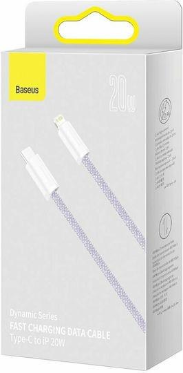 Baseus Dynamic Плетена USB-C към Lightning кабел 20W Лилав 1м (CALD000005)