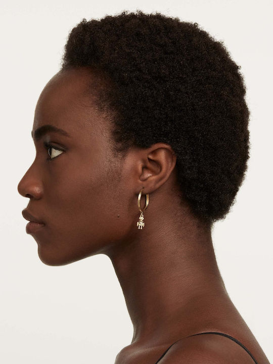 P D Paola Super Future Earrings made of Silver Gold Plated with Stones
