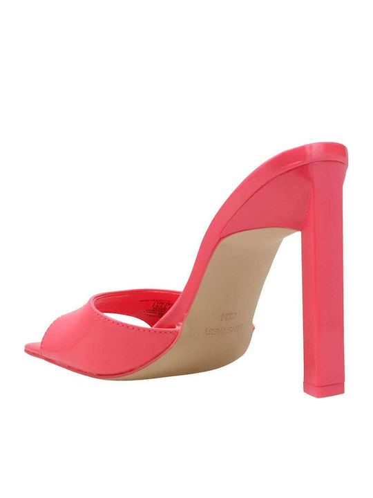 Haveit 3 Leder Mules mit Dünn Hoch Absatz in Fuchsie Farbe