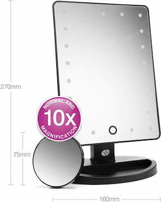 Rio Double Sided Lighted Tabletop Makeup Mirror 24 Touch Black