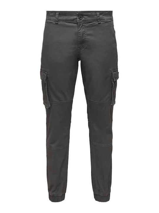 Trousers Cargo Elastic in Slim Fit Gray