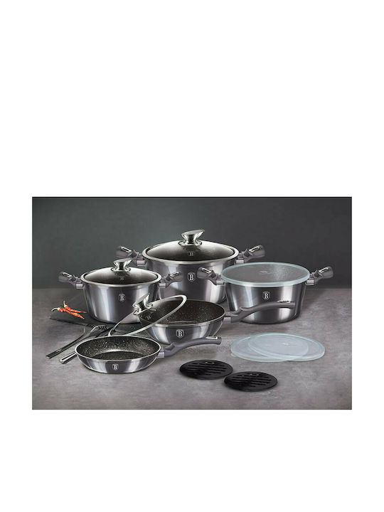 Berlinger Haus Metallic Line Cookware Set of Aluminum with Non-stick Coating Carbon Pro Collection 13pcs