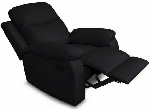 Chicago Relax Armchair with Footstool in Black Artificial Leather 97x90x100cm