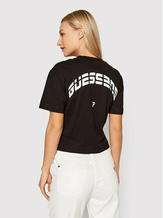 Guess Γυναικείο Crop T-shirt Μαύρο