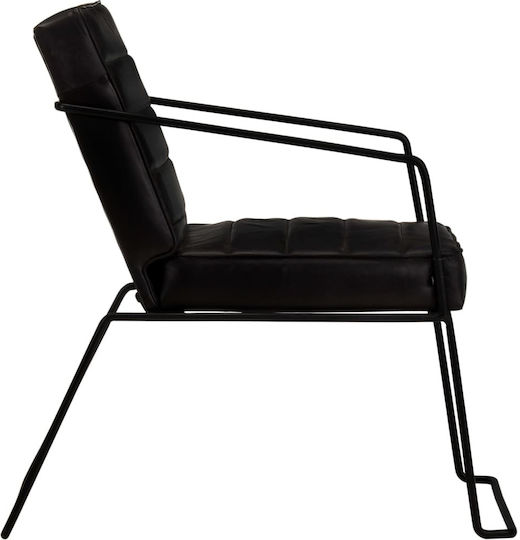 Armchair from Genuine Leather Black 52x70x71cm