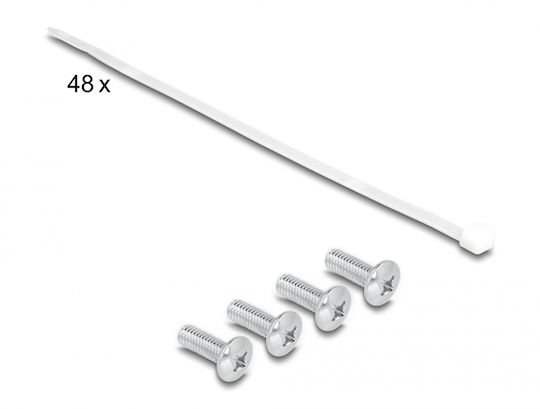 DeLock Patch Panel Keystone για Rack 2U 19" 48 Θυρών με ανακούφιση καταπόνησης Μαύρο