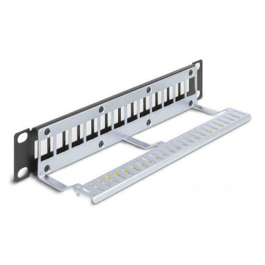 DeLock Patch Panel Keystone for Rack 1U 10" with 12 Ports με ανακούφιση καταπόνησης Black