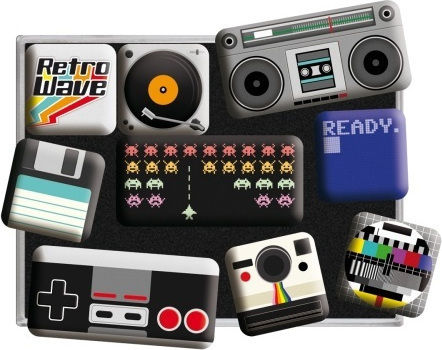 Nostalgic Art S/9 Retro Wave Media Правоъгълена Магнитни сетове Метални 7x10бр 9pcs