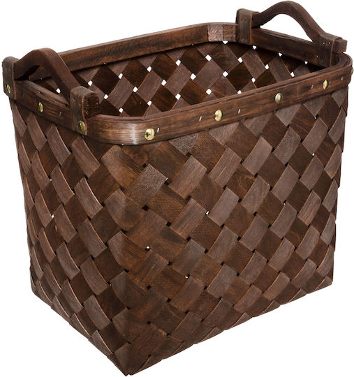 Atmosphera Set of Decorative Baskets Wooden with Handles Brown 3pcs