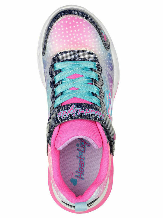 Flutter Heart Kids Sneakers with Scratch & Lights Blue