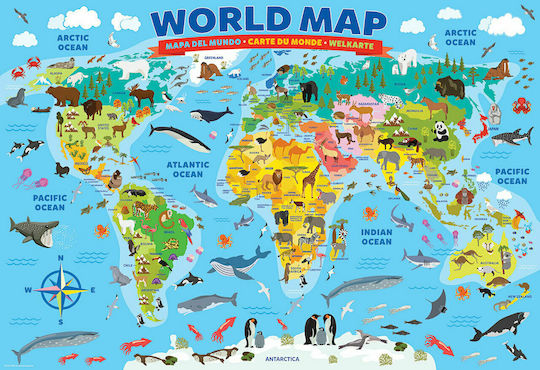 Παιδικό Puzzle Illustrated Map of the World για 4+ Ετών 100pcs Eurographics