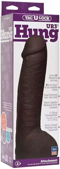 Vac U Lock Ultraskyn Hung Dildo realist cu Scrotum Ciocolată 30cm