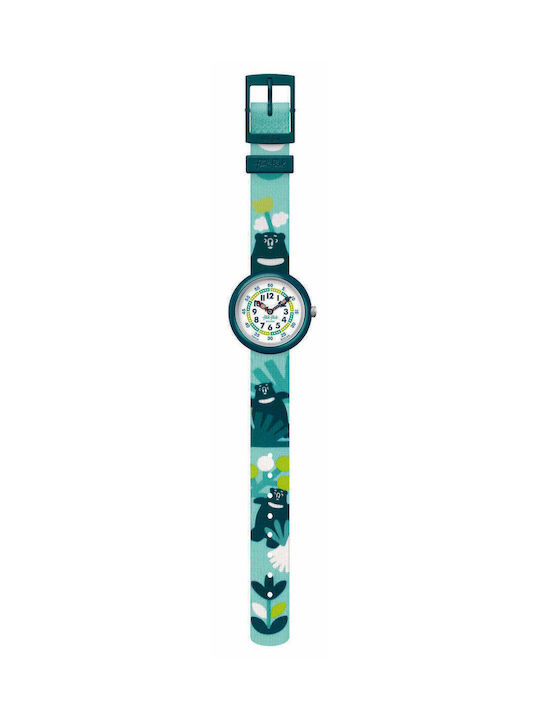 FlikFlak Beary Cute Παιδικό Αναλογικό Ρολόι με Υφασμάτινο Λουράκι Πράσινο