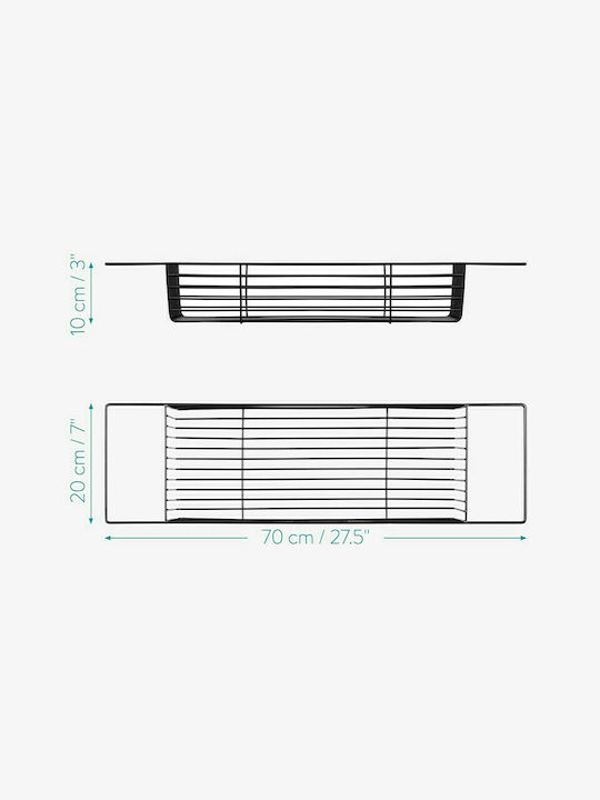 Navaris Metallic Bathtub Shelf 70x20x10cm Black