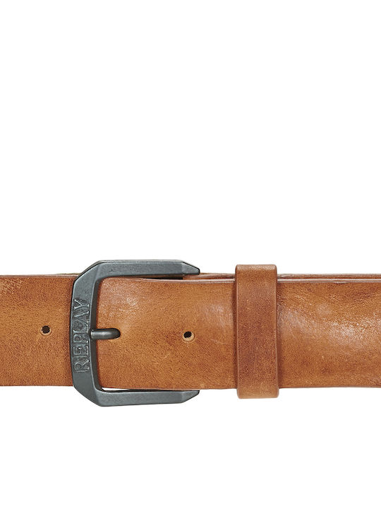 Wide Men's Belt Leather Brown