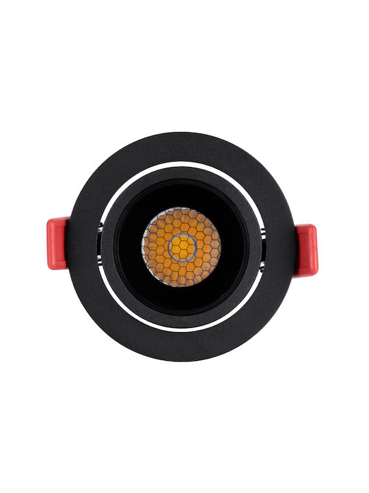 GloboStar Round Metallic Recessed Spot with Integrated LED and Natural White Light Black 8.5x8.5cm.