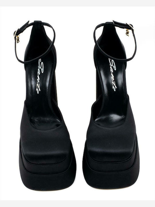 Black High Heels with Strap