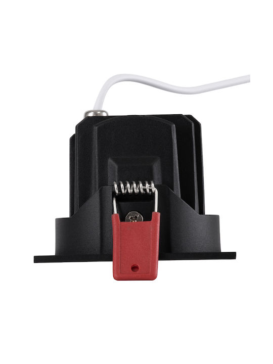 GloboStar Square Metallic Recessed Spot with Integrated LED and Warm White Light Black 8.5x8.5cm. 1pcs