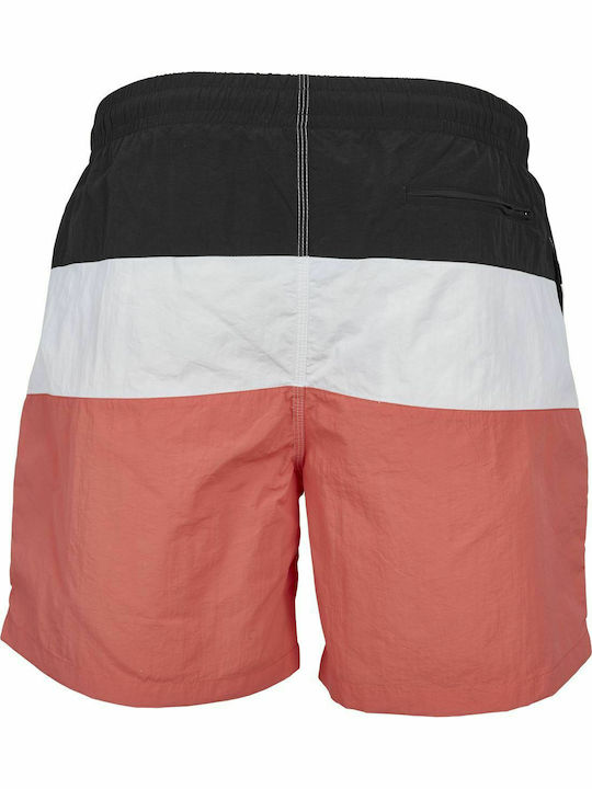 Urban Classics TB2051 Bărbați Înot Bermude Coral / Black / White Cu dungi