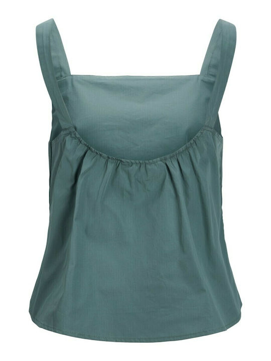 Women's Summer Blouse Cotton with Straps Light Green
