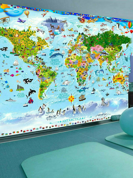 Fototapet de Perete 200x140cm World Map Kids Tesatura