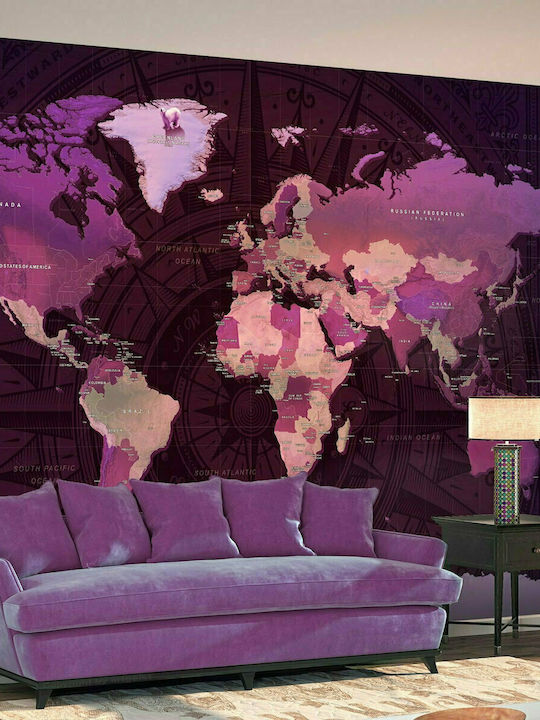 Fototapet de Perete Purple World Map Tesatura Violet L100xW70cm