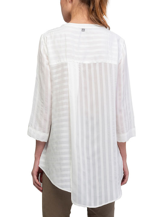 Ale - The Non Usual Casual Tunic with 3/4 Sleeve Striped White