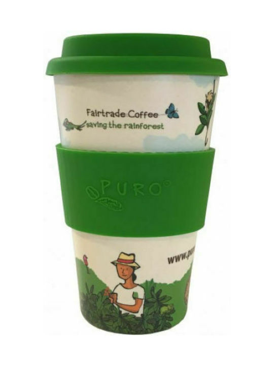 Ecoffee Cup Puro Bamboo Cup with Lid Green 400ml