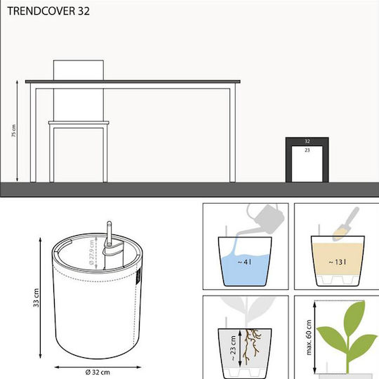 Lechuza Trendcover Cork Self-watering Pot Plastic Light Natural 32x32x33cm.