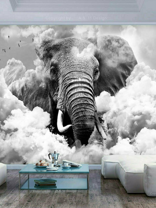 Fototapet de Perete 100x70cm Elephant In Clouds Black White Tesatura Gri