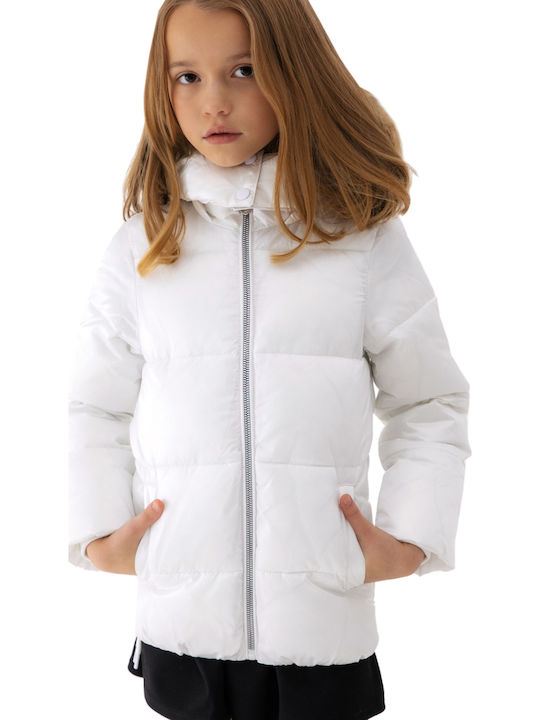 Kids' Quilted Jacket Short with Hood White
