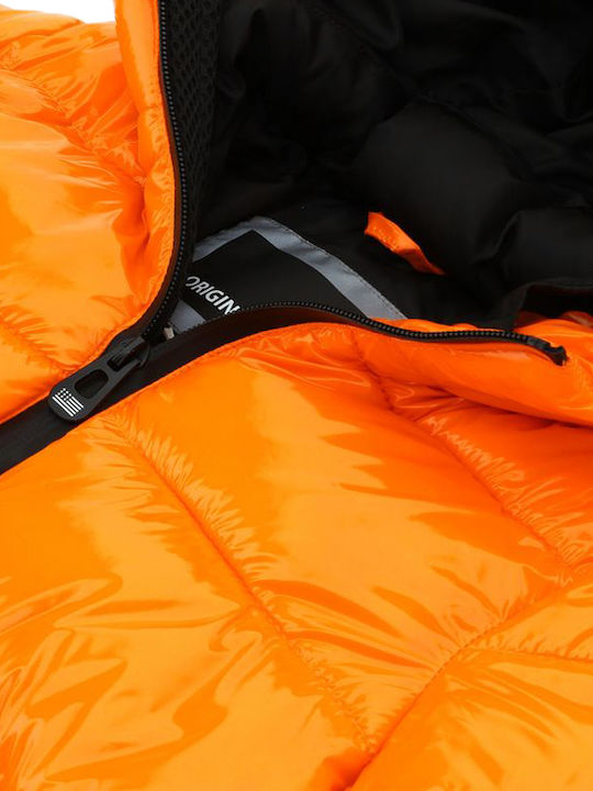 Kids' Quilted Jacket Short with Hood Orange