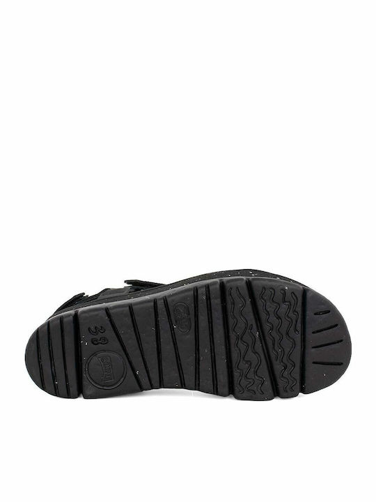 Oruga Up Δερμάτινα Γυναικεία Ανατομικά Σανδάλια Sporty Flatforms Μαύρα