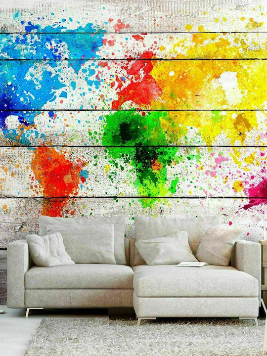 Self-adhesive Wall Mural World Map: Colourful Blot 147x105cm