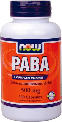 Now Foods PABA Vitamin für Energie, Unterstützung des Immunsystems, die Haare, die Haut & die Nägel 500mg 100 Mützen