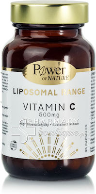 Power Of Nature Liposomal Range Vitamin C Sustained Release Vitamina pentru Energie & Întărirea Sistemului Imunitar 500mg 30 capace