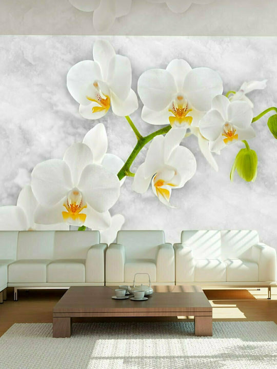 Fototapet de Perete 150x105cm Lyrical Orchid White Tesatura Albă