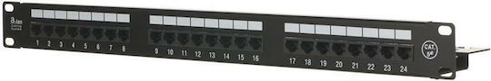 A-LAN Patch Panel for Rack 1U 19" with 24 cat5e Ports Black
