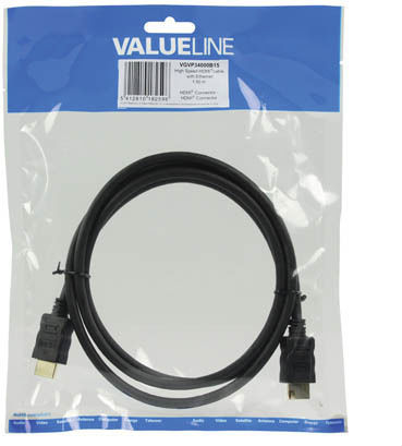 Valueline HDMI 2.0 Premium High Speed 4K 60Hz HDR Cable HDMI Male - HDMI Male 1.5m Black
