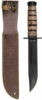 Mil-Tec Usmc Combat With Leather Sheath Knife Black with Blade made of Steel in Sheath