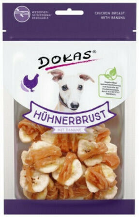 Dokas Dried Chicken Breast & Banana Λιχουδιές Σκύλου με Μπανάνα 70gr