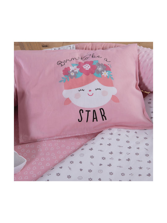 Nef-Nef Homeware Girl Baby Sheets Set Crib Cotton Pink 120x170cm 3pcs