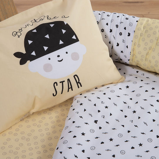Nef-Nef Homeware Rock Star Baby Sheets Set Crib Cotton Yellow 120x170cm 3pcs