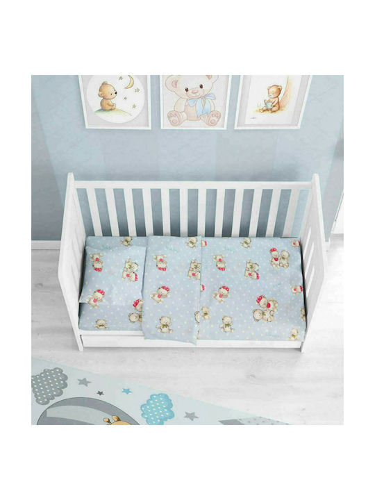 Dimcol Βρεφική Παπλωματοθήκη Two Lovely Bears 64 Blue 120x160εκ.