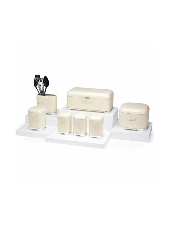 Kitchen Craft Lovello Κουτί για Ζάχαρη με Καπάκι Μεταλλικό Μπεζ 11x11x19cm 1τμχ