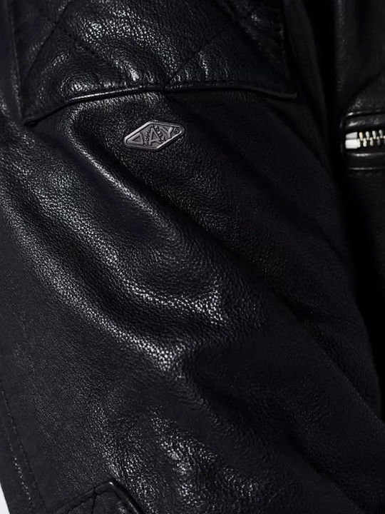Moto Racer Lederjacke Winter Jacke Biker Schwarz